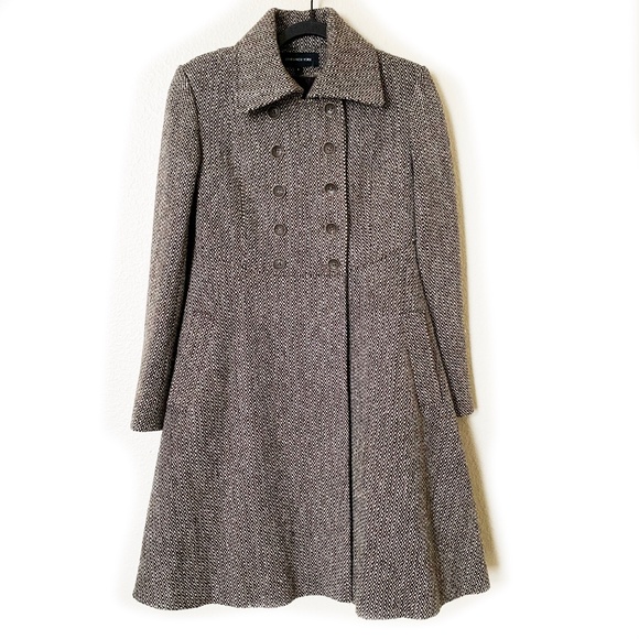Jones New York Wool Tweed Long Overcoat